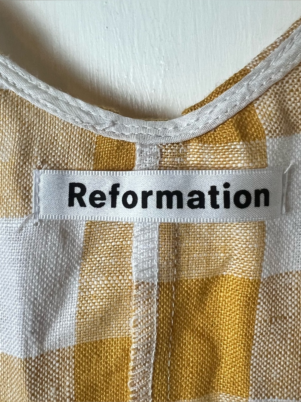 Reformation Beverley Gingham Linen V-Neck Wrap Midi Sun Dress Sz S - Picture 3 of 8
